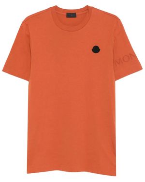 Moncler T-Shirt mit Logo-Patch - Orange