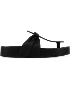 Uma Wang Ruched Leather Sandals - Black