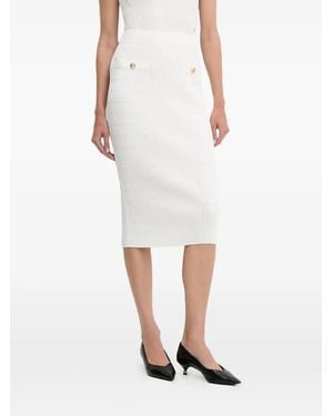 Guess Ribbed Midi Skirt - White