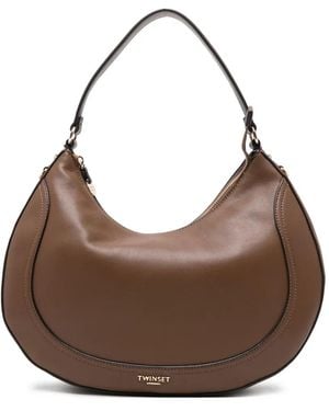 Twinset Logo-Plaque Shoulder Bag - Brown