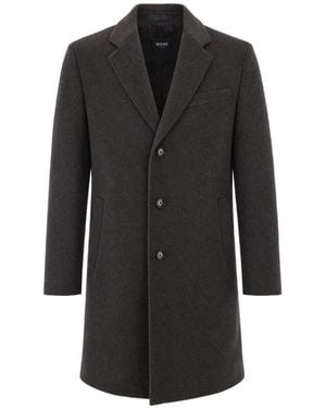 BOSS Slim-Fit Formal Wool Coat With Cashmere - Black