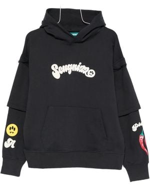 Barrow Layered Graphic-Print Hoodie - Black