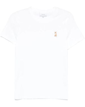 Maison Kitsuné Standing Fox T-Shirt mit Stickerei - Weiß