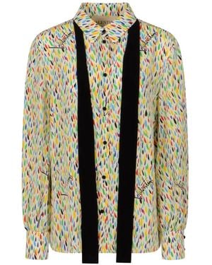 Valentino Garavani Logo-Print Silk Shirt - Natural