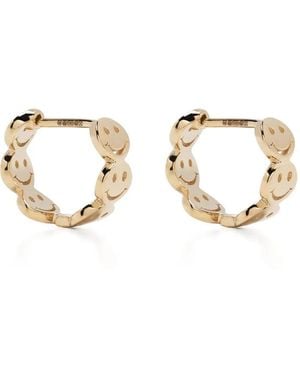 Sydney Evan Pendientes Smile en oro amarillo de 14kt con ópalo - Negro