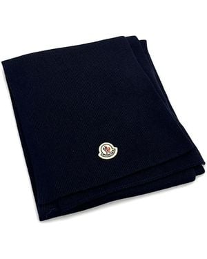 Moncler Ribbed Logo Scarf - Blue