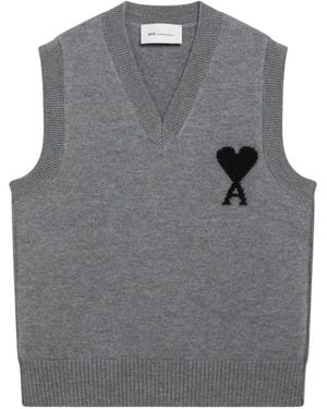 Ami Paris Chaleco Ami De Coeur Con Cuello En V - Gris