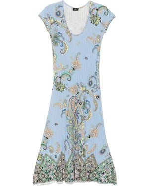 Etro Printed Cotton-Blend Midi Dress - Blue