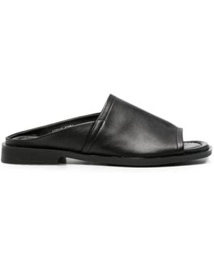 SERGIO MORETTI FIRENZE Open-Toe Leather Sandals - Black