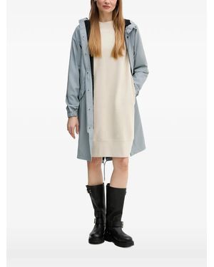 Rains Fishtail Flap-Pockets Coat - White