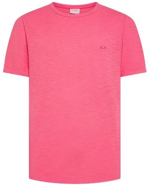 Sun 68 T-Shirt Mit Logo-Stickerei - Pink