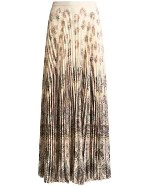Etro Falda larga estampada con pliegues - Blanco