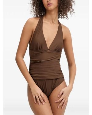 DKNY Maillot De Bain Froncé À Dos-Nu - Marron