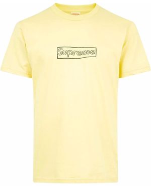 Supreme X Kaws Chalk Logo T-Shirt - Yellow