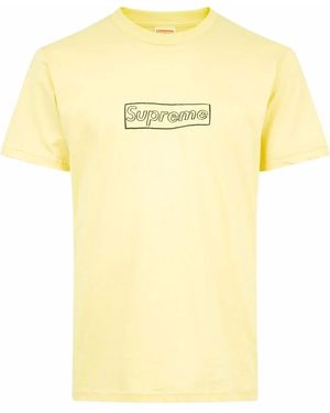 Supreme X Kaws Chalk Logo T-Shirt - Yellow