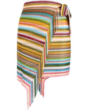 Missoni Zigzag-Pattern Fringed Pareo - Natural