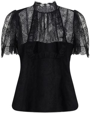 McQueen High-neck ruffled lace top - Negro