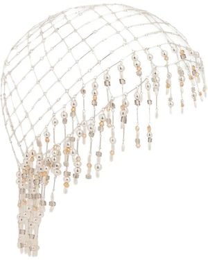 Rabanne Pearl-Embellished Hair Beanie - White