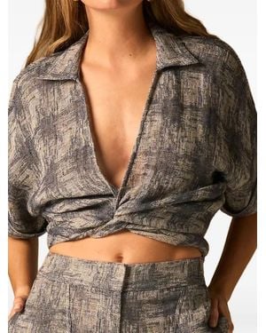 JBQ Chiara Twist-Detail Cropped Blouse - Grey