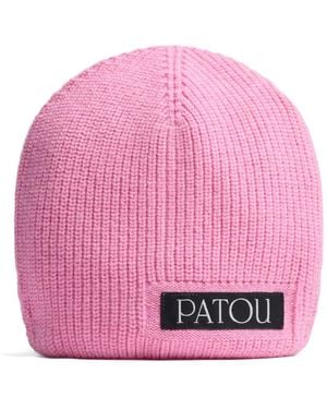 Patou Logo-Appliqué Ribbed-Knit Beanie - Pink