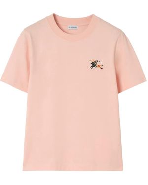 Burberry Knight Check Cotton T-Shirt - Pink