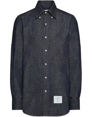 Thom Browne Denim Armband Long-Sleeve Shirt - Blue