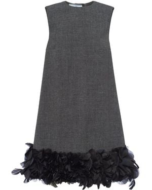 Prada Minikleid Mit Federn - Blau