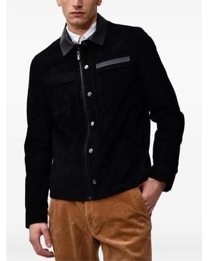 Poche Paris Contrasting-Collar Jacket - Blue