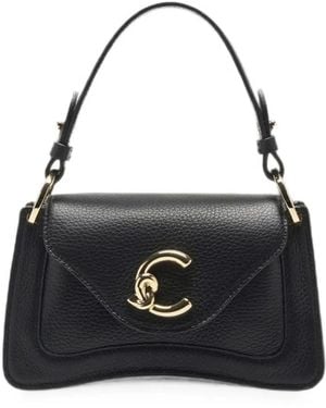 Coccinelle Tote Bag Aus Gekörntem Leder Mit Logo-Schild - Schwarz