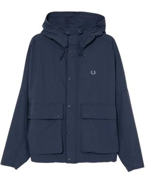 Fred Perry Hooded Parka Jacket - Blue
