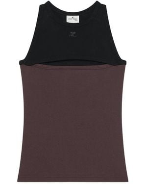 Courreges Slash Contrast Tank Top - Brown