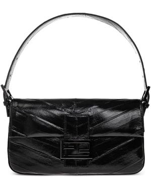Fendi Baguette Leather Tote Bag - Black