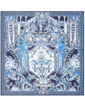 CAMILLA Foulard Carré En Sergé Imprimé - Blue