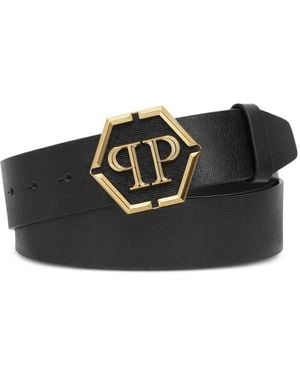 Philipp Plein バックル レザーベルト - ブラック