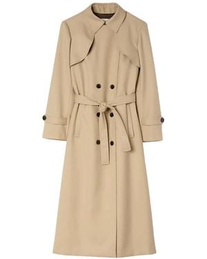 Sandro Belted Double-Breasted Trench - Natural