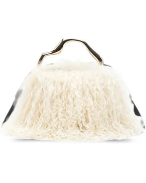 Cult Gaia Solene Shearling Tote Bag - Natural