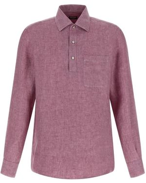 ZEGNA Oasi Lino Polo Shirt - Purple