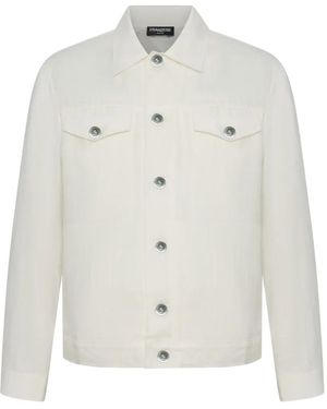 Franzese Collection Flap-Pocket Linen Shirt Jacket - White