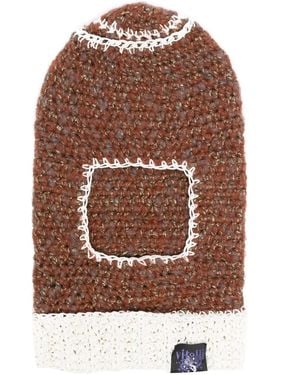 VITELLI Contrast-Stitch Crochet-Knit Balaclava - Brown