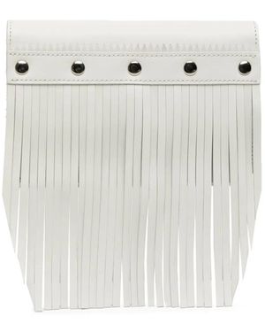 Comme des Garçons Stud-Embellished Fringed Leather Wallet - Grey
