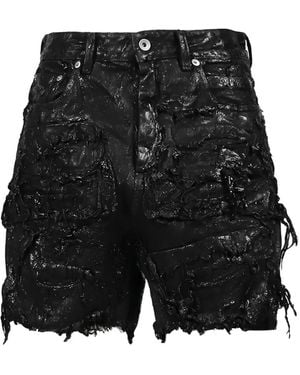 Rick Owens Ripped-Detailing Shorts - Black