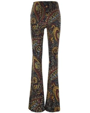 Etro Paisley-Print Flared Pants - Black