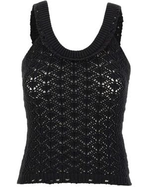 Blumarine Crochet Openwork Top - Black