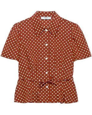 Prada Polka-Dot Marocain Shirt - Red