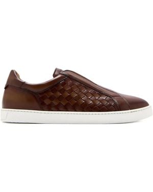 Magnanni Woven Leather Slip-On Sneakers - Brown