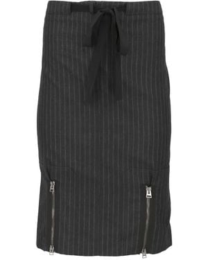 Tom Ford Midi-Rok Met Krijtstreep En Ritsdetail - Zwart