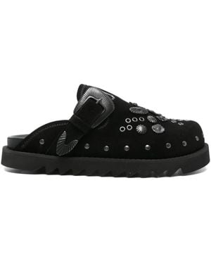 Toga Virilis Buckle-Embellished Suede Mules - Black