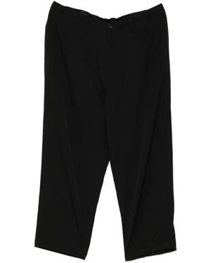 Yohji Yamamoto Wool Gabardine Side-Tuck Trousers - Black