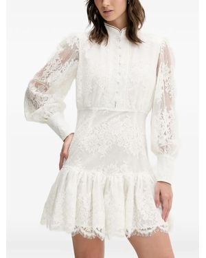 Bardot Olessia Floral-Lace Tiered Mini Dress - White