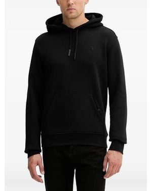 Trussardi Diagonal Drawstring Hoodie - Black